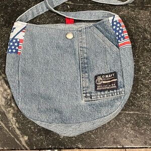 Hand Crafted Patriotic Blue Jean Shoulder Bag
